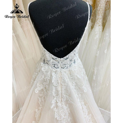 NumberSea Trouwjurk Spaghetti-Trägern Boho Robe Mariee Hochzeitskleid Spitzenapplikationen rückenfreies Brautkleid Trajes de Novias Largos Sexy 2025 