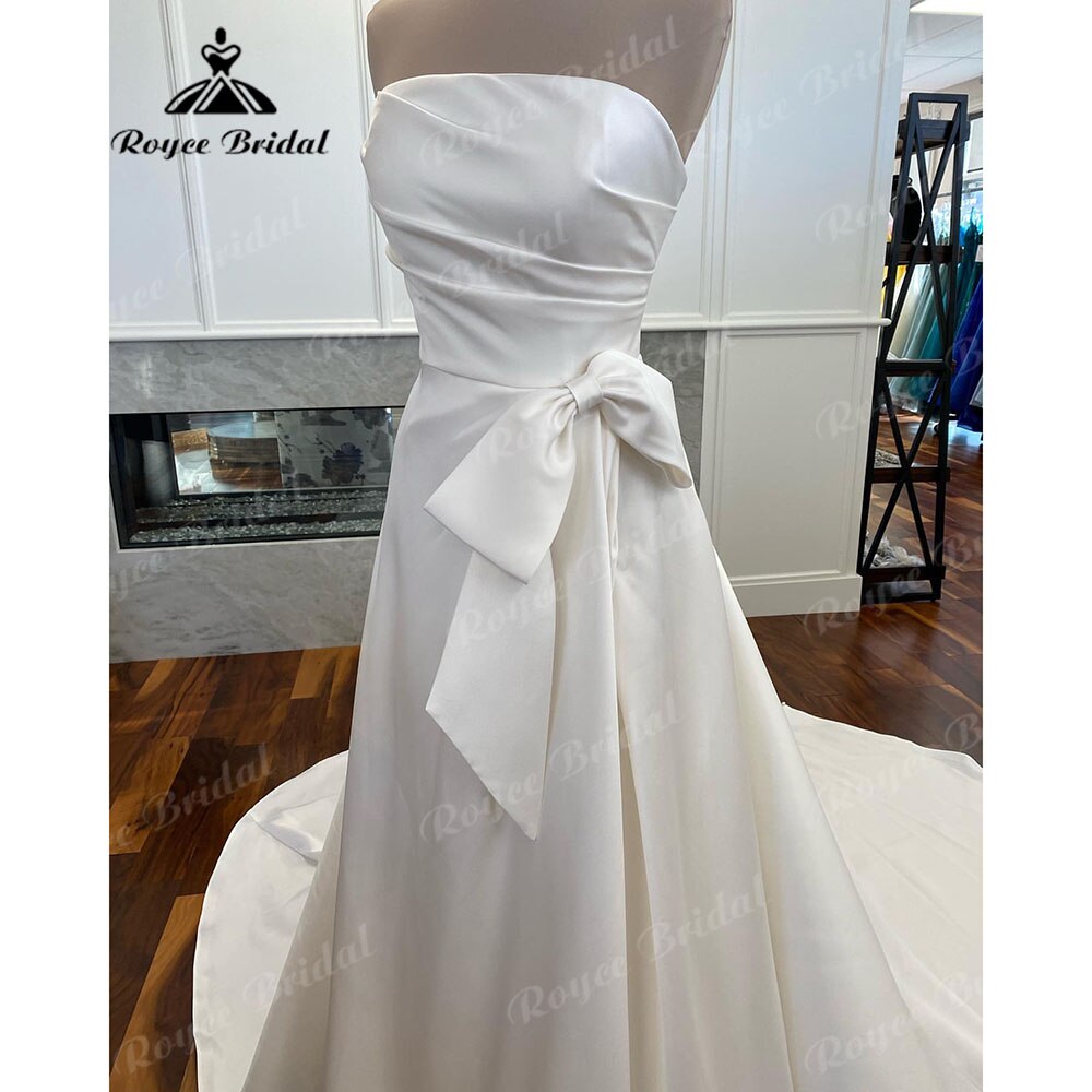 NumberSea Vestido De Noiva A Line Pleated Satin Women Wedding Dresses with Bow 2025 Bridal Gwons Factory Custom Made Off the Shoulder Sexy