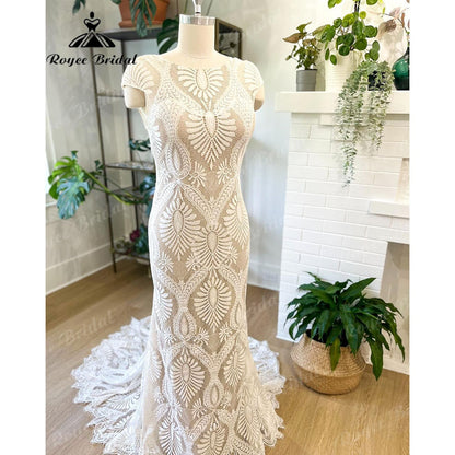 Vestido Novia Boho Bohemian Lace Mermaid/Trumpet Wedding Gown with Short Cap Sleeve 2025 Bridal Gown robe de soirée de mariage