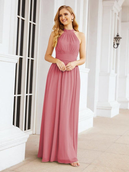 Numbersea Halter Sleeveless Bridesmaid Dresses Long for Party Wedding Evening 28054-numbersea