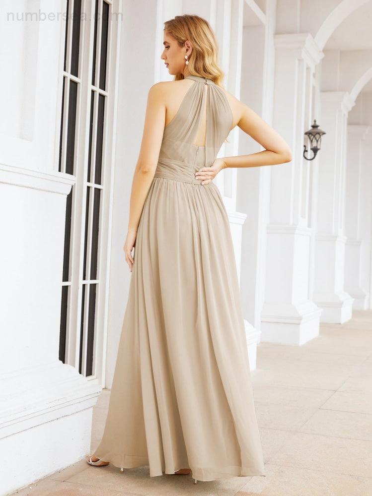 Numbersea Halter Sleeveless Bridesmaid Dresses Long for Party Wedding Evening 28054-numbersea