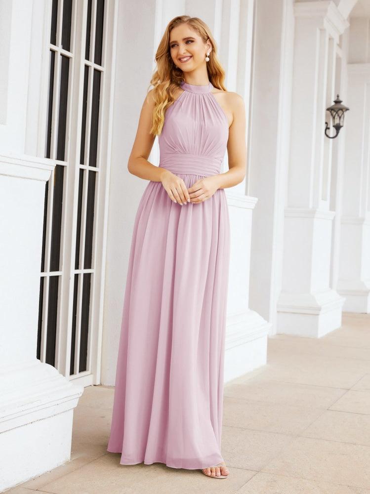 Numbersea Halter Sleeveless Bridesmaid Dresses Long for Party Wedding Evening 28054-numbersea