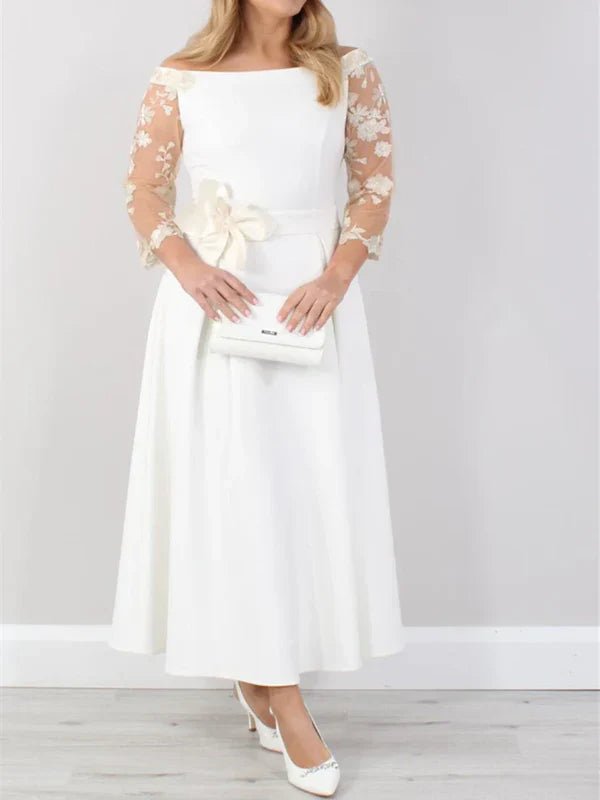 NumberSea - A - Line Ankle Length With Lace Sleeves Mother Of The Bride Dresses