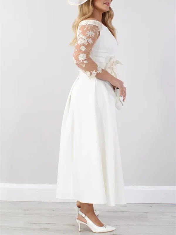 NumberSea - A - Line Ankle Length With Lace Sleeves Mother Of The Bride Dresses