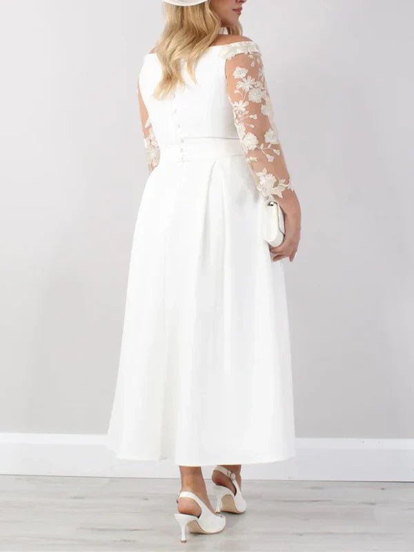 NumberSea - A - Line Ankle Length With Lace Sleeves Mother Of The Bride Dresses