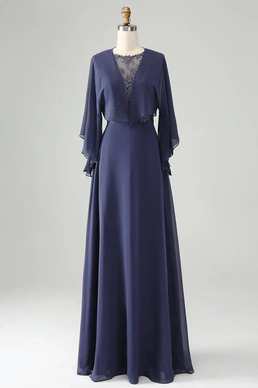 NumberSea - A Line Beaded With Shawl Mother Of Bride Dress