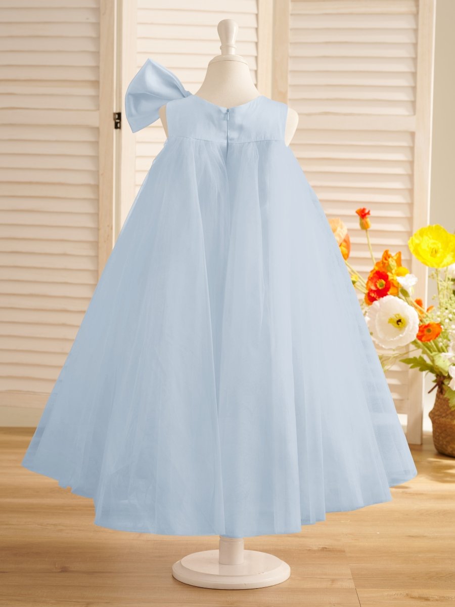 NumberSea - A - line Big Bow Tulle Tea - length Toddler Flower Girl Dress