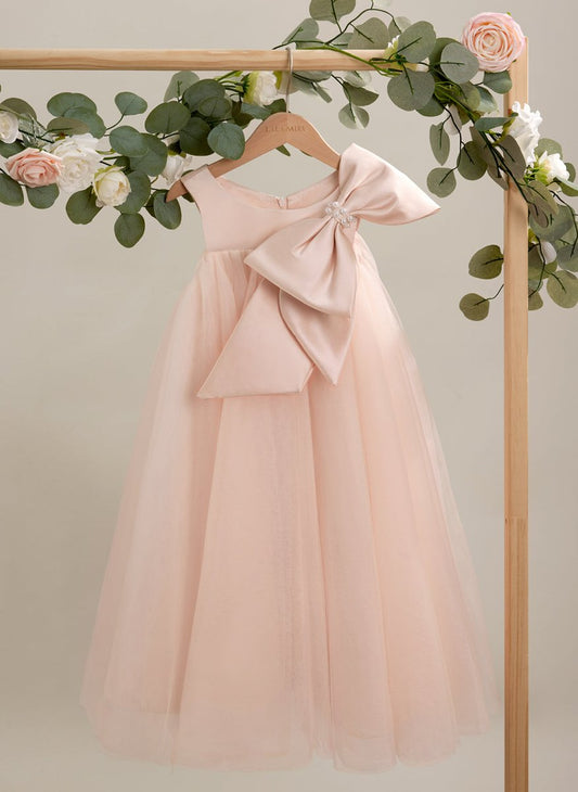 NumberSea - A - line Big Bow Tulle Tea - length Toddler Flower Girl Dress