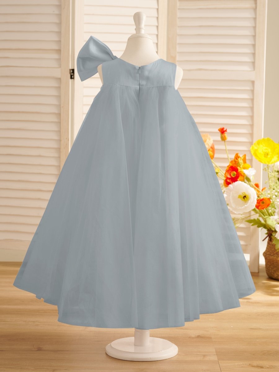 NumberSea - A - line Big Bow Tulle Tea - length Toddler Flower Girl Dress