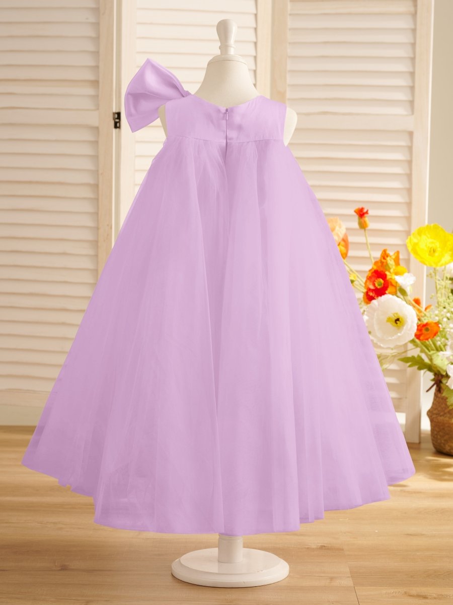 NumberSea - A - line Big Bow Tulle Tea - length Toddler Flower Girl Dress