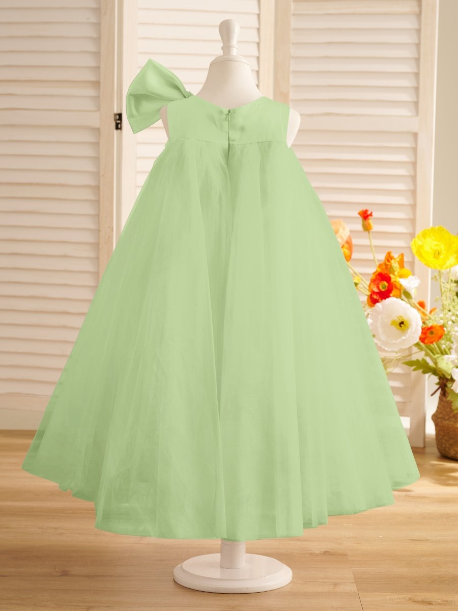 NumberSea - A - line Big Bow Tulle Tea - length Toddler Flower Girl Dress