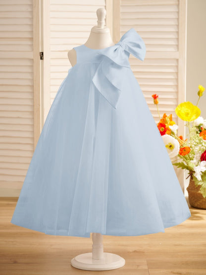 NumberSea - A - line Big Bow Tulle Tea - length Toddler Flower Girl Dress