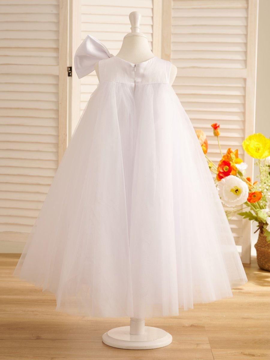 NumberSea - A - line Big Bow Tulle Tea - length Toddler Flower Girl Dress