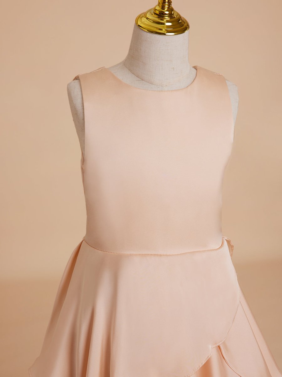 NumberSea - A - line Chiffon Floor - length Light Peach Flower Girl Dress