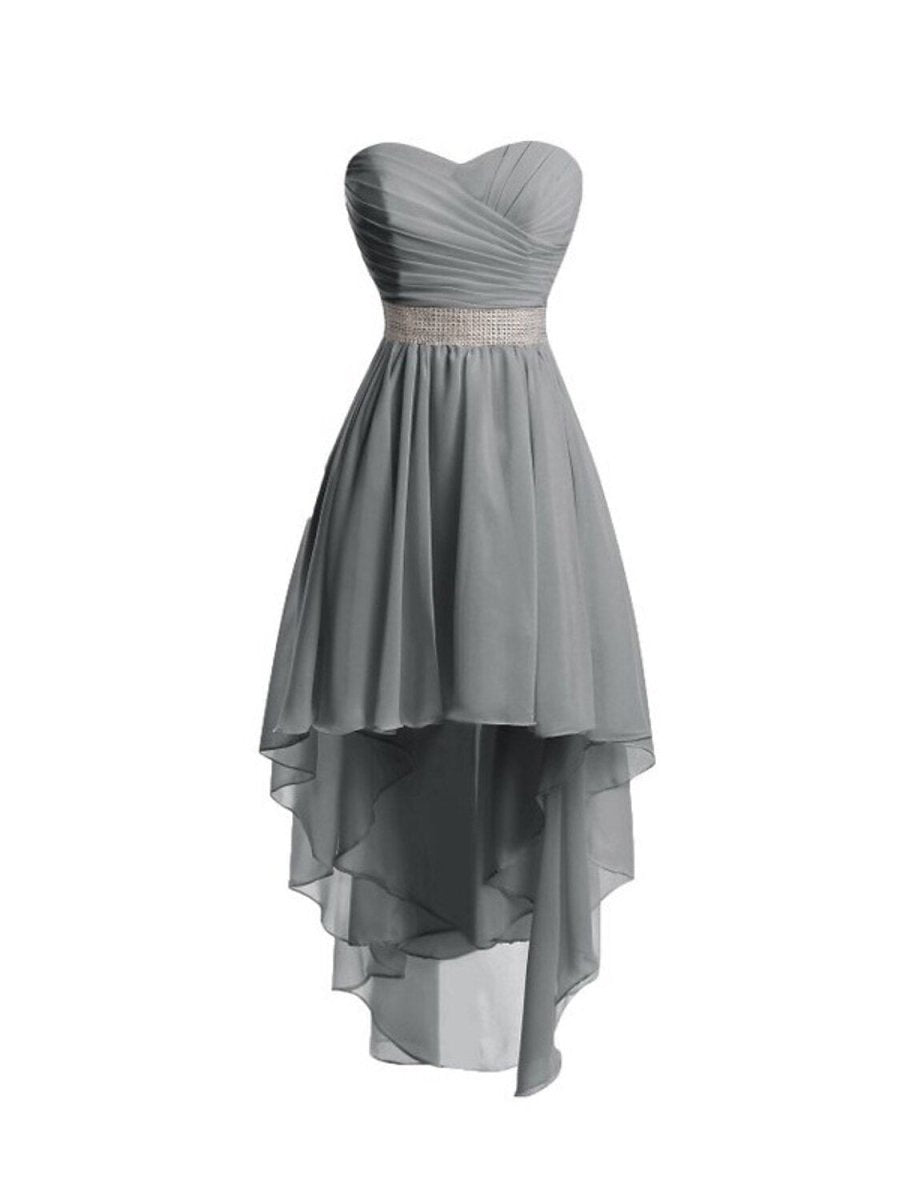 NumberSea - A - Line Homecoming Dresses Tiered Dress Strapless High Low Dress Asymmetrical Sleeveless Chiffon With Ruched