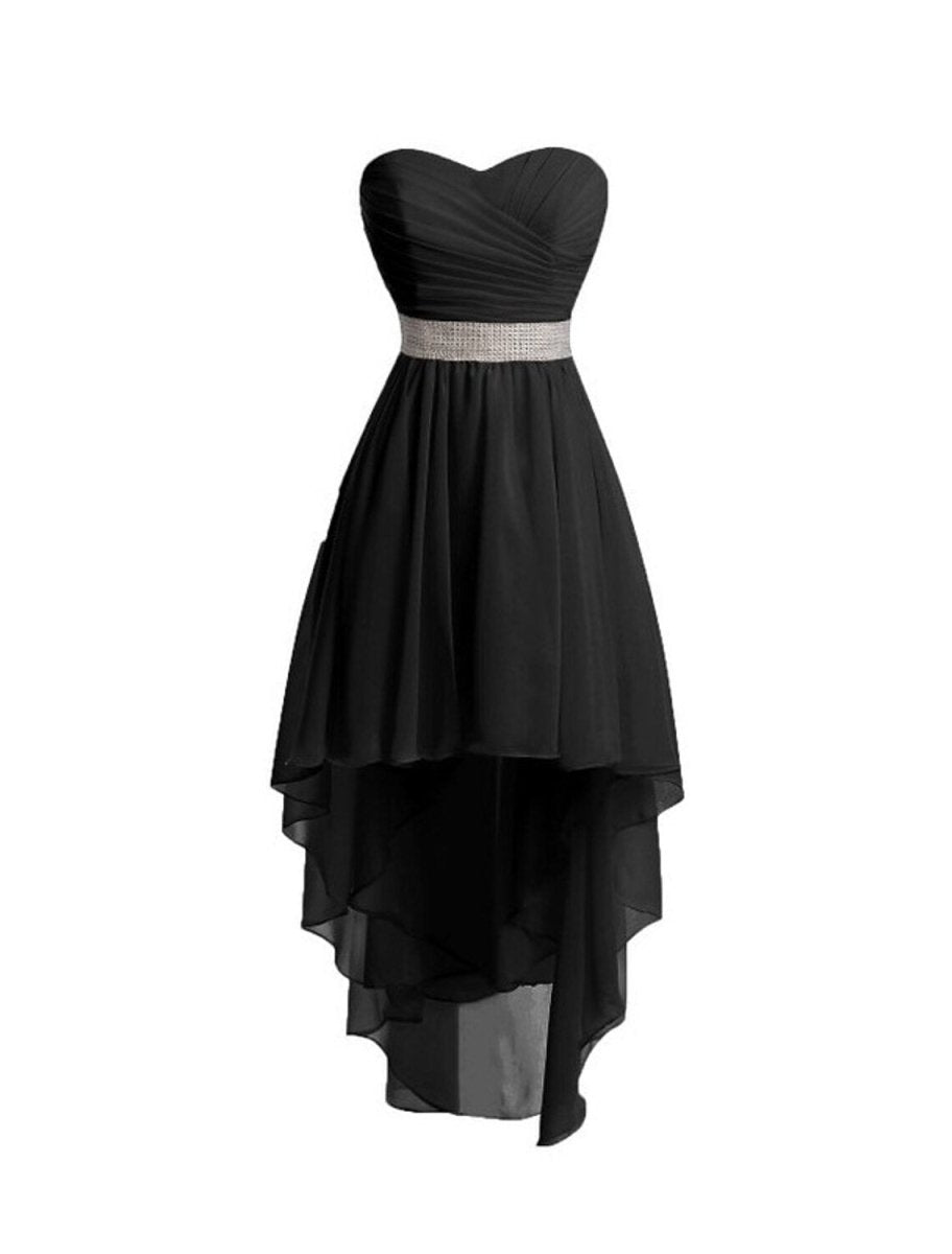 NumberSea - A - Line Homecoming Dresses Tiered Dress Strapless High Low Dress Asymmetrical Sleeveless Chiffon With Ruched