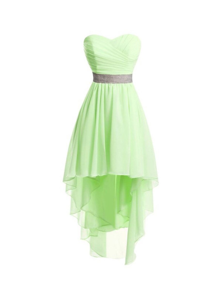 NumberSea - A - Line Homecoming Dresses Tiered Dress Strapless High Low Dress Asymmetrical Sleeveless Chiffon With Ruched