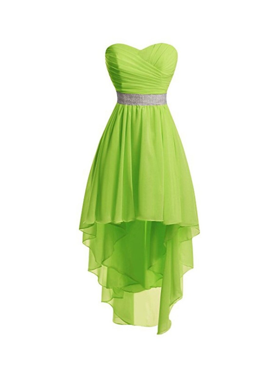 NumberSea - A - Line Homecoming Dresses Tiered Dress Strapless High Low Dress Asymmetrical Sleeveless Chiffon With Ruched