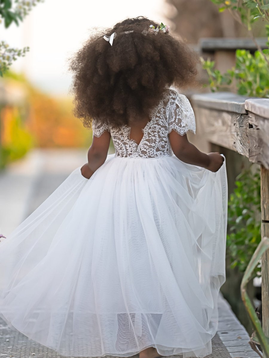 NumberSea - A - line Lace Ankle - length Boho Flower Girl Dress