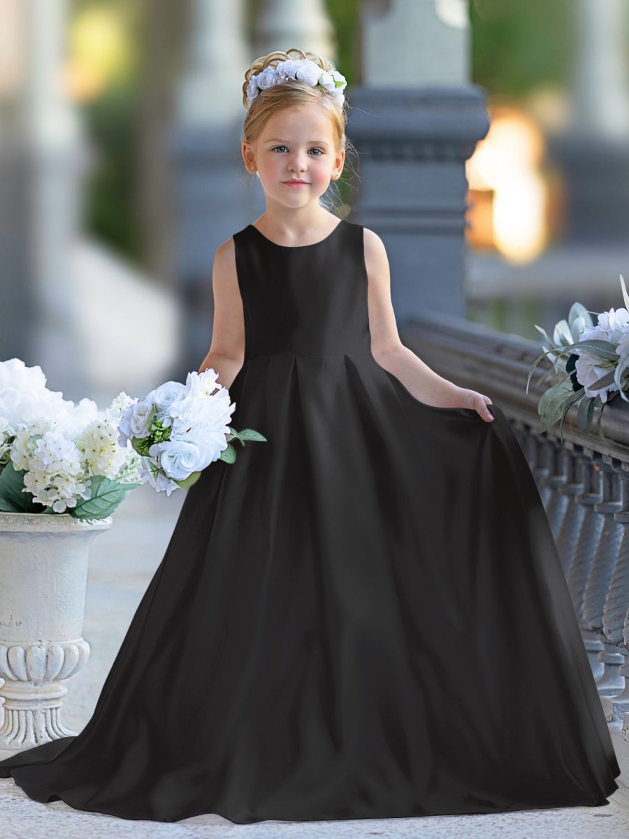 NumberSea - A - line Lace Satin Floor - length First Communion Flower Girl Dress