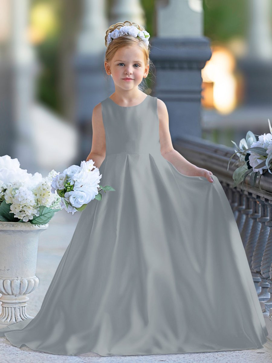 NumberSea - A - line Lace Satin Floor - length First Communion Flower Girl Dress