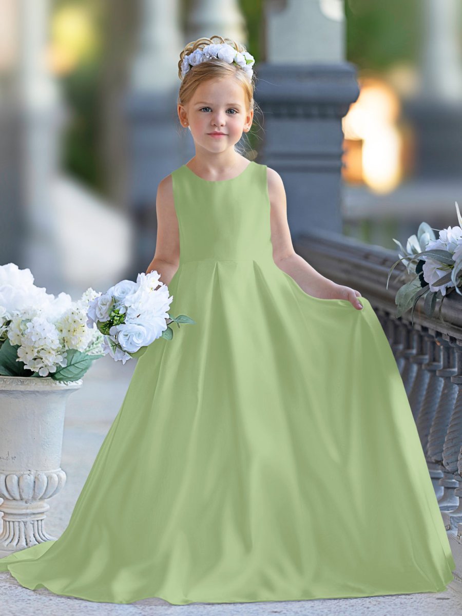 NumberSea - A - line Lace Satin Floor - length First Communion Flower Girl Dress