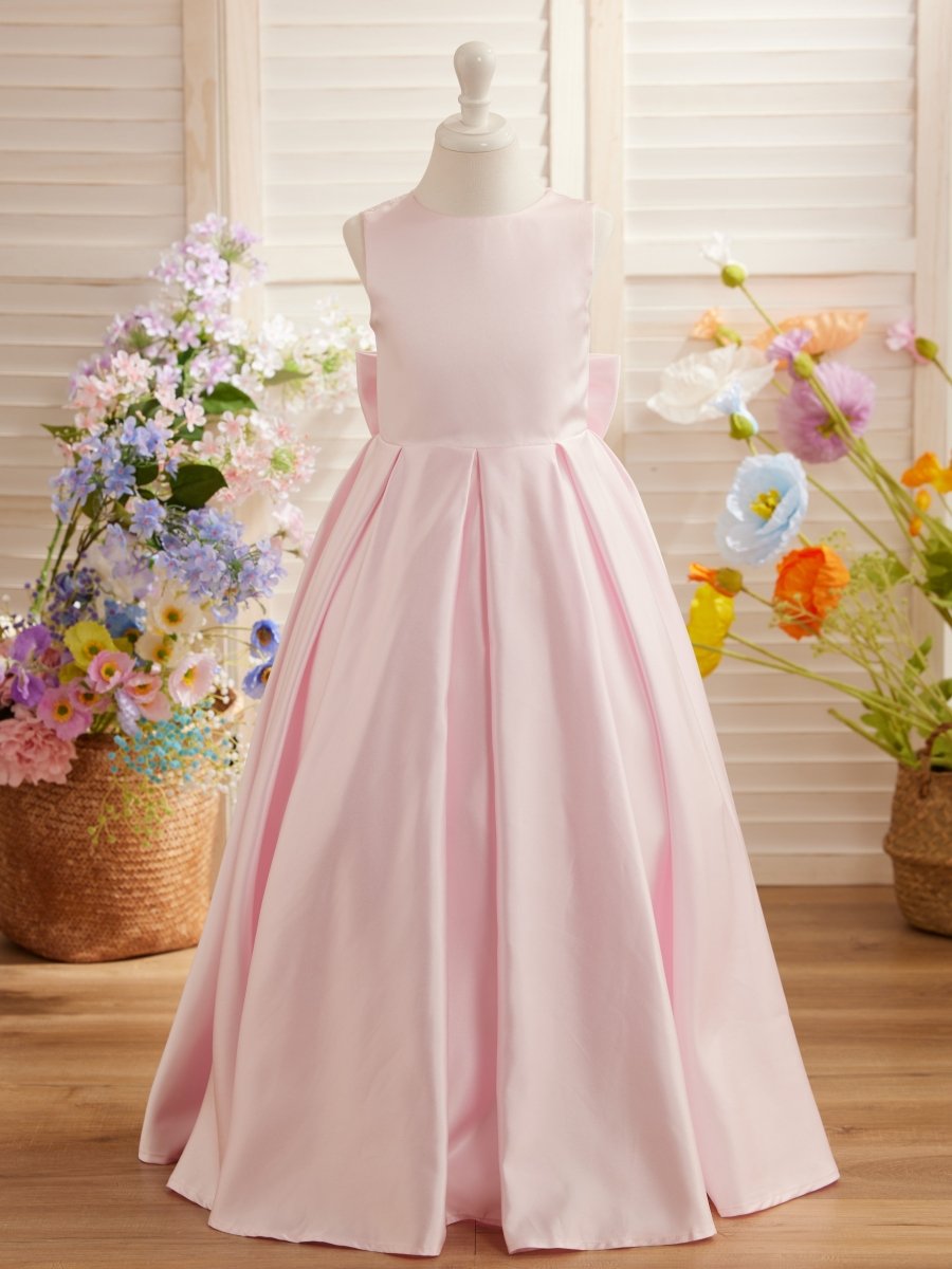 NumberSea - A - line Lace Satin Floor - length First Communion Flower Girl Dress