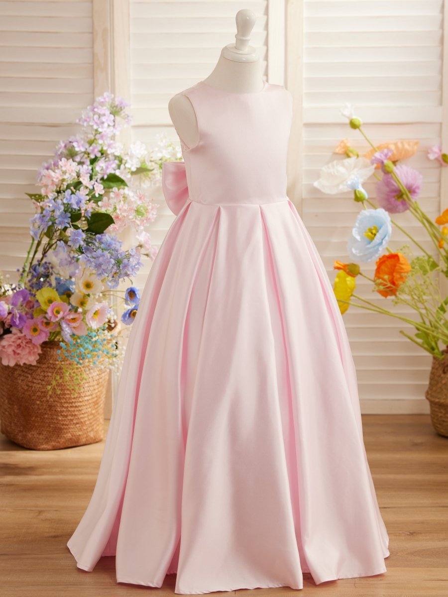 NumberSea - A - line Lace Satin Floor - length First Communion Flower Girl Dress