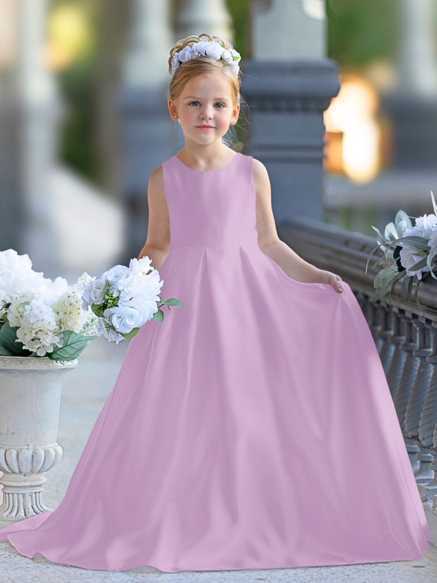 NumberSea - A - line Lace Satin Floor - length First Communion Flower Girl Dress