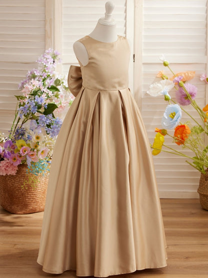 NumberSea - A - line Lace Satin Floor - length First Communion Flower Girl Dress