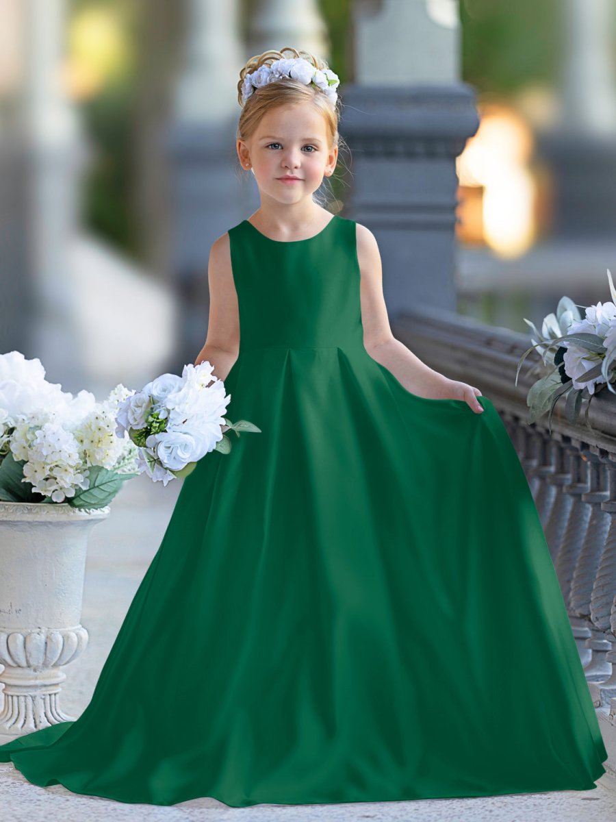 NumberSea - A - line Lace Satin Floor - length First Communion Flower Girl Dress