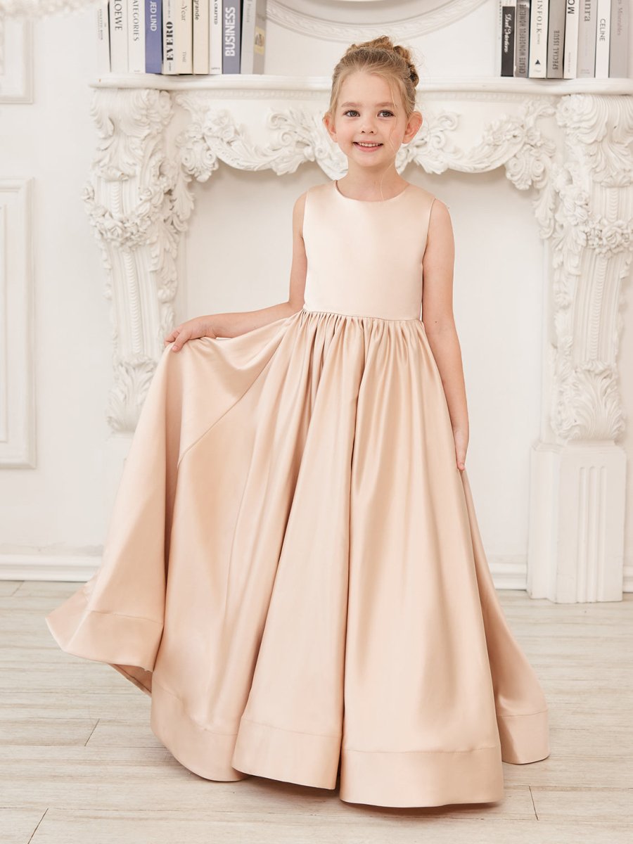 NumberSea - A - line Lace Satin Floor - length Flower Girl Dress