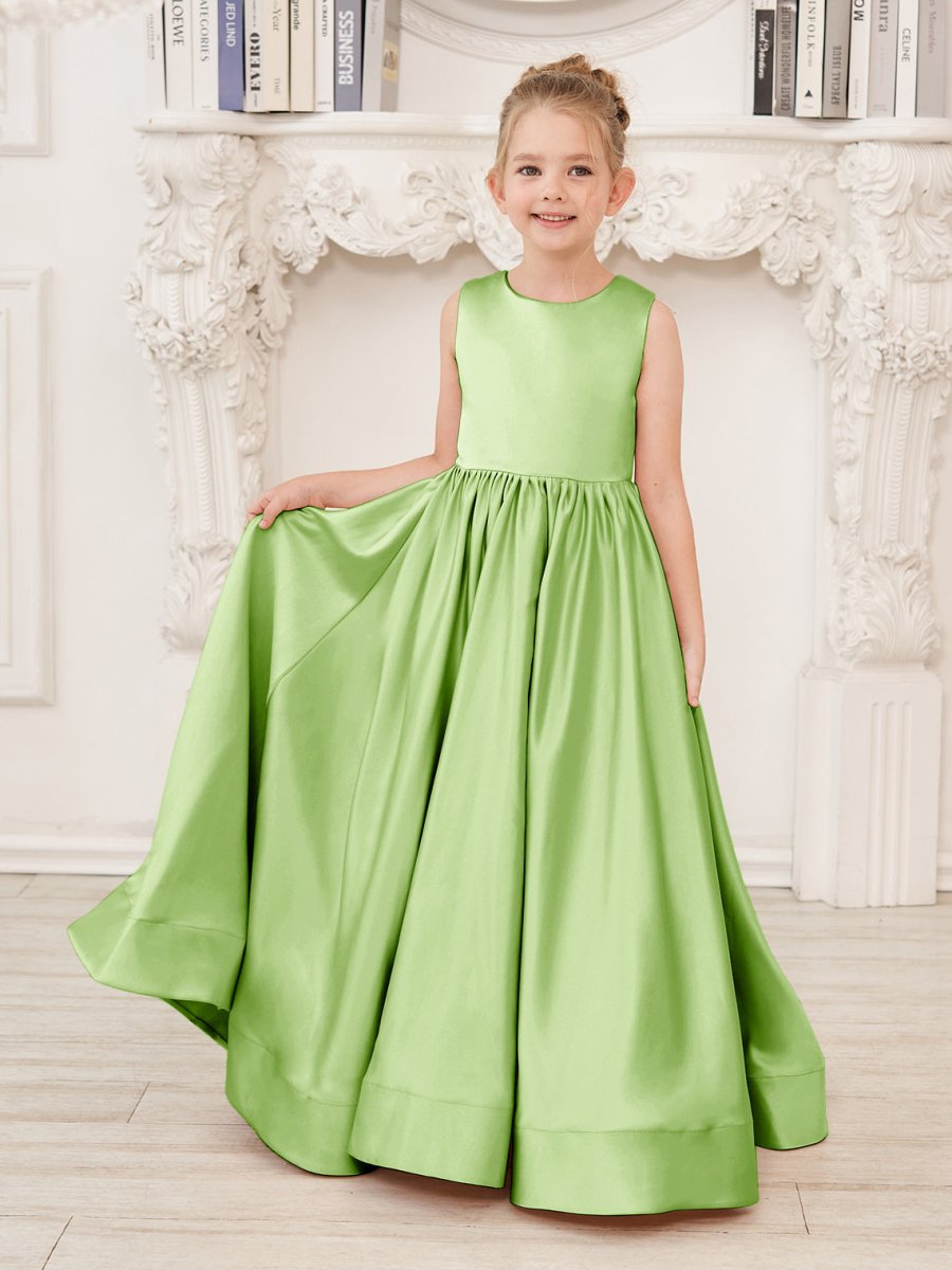 NumberSea - A - line Lace Satin Floor - length Flower Girl Dress