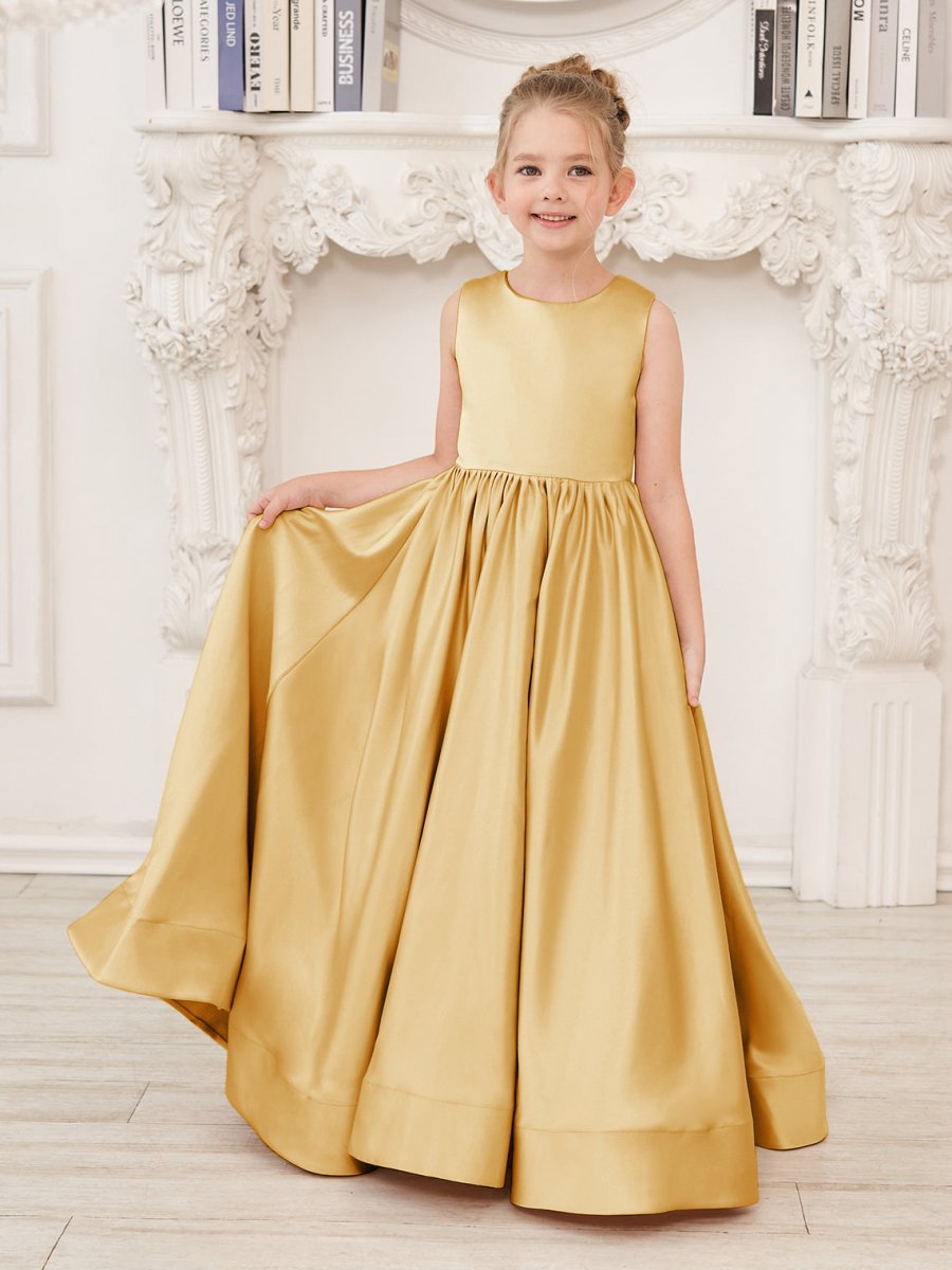 NumberSea - A - line Lace Satin Floor - length Flower Girl Dress