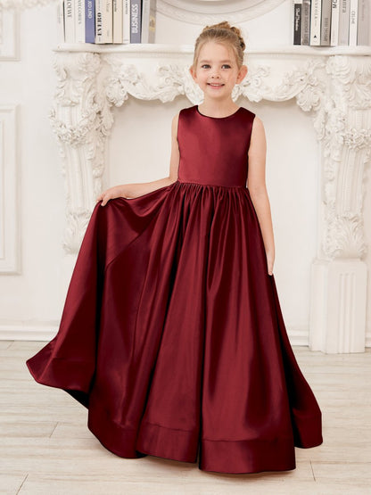 NumberSea - A - line Lace Satin Floor - length Flower Girl Dress