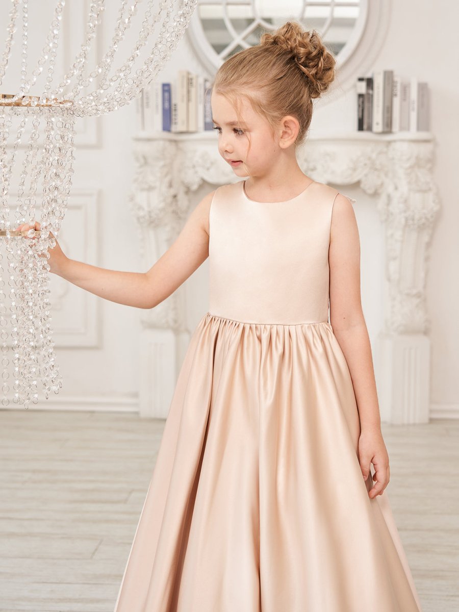 NumberSea - A - line Lace Satin Floor - length Flower Girl Dress