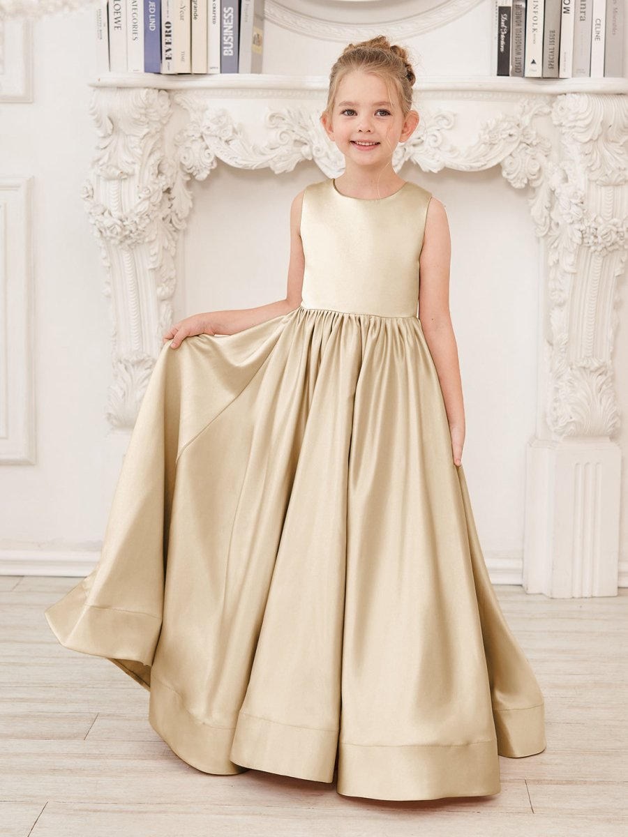 NumberSea - A - line Lace Satin Floor - length Flower Girl Dress