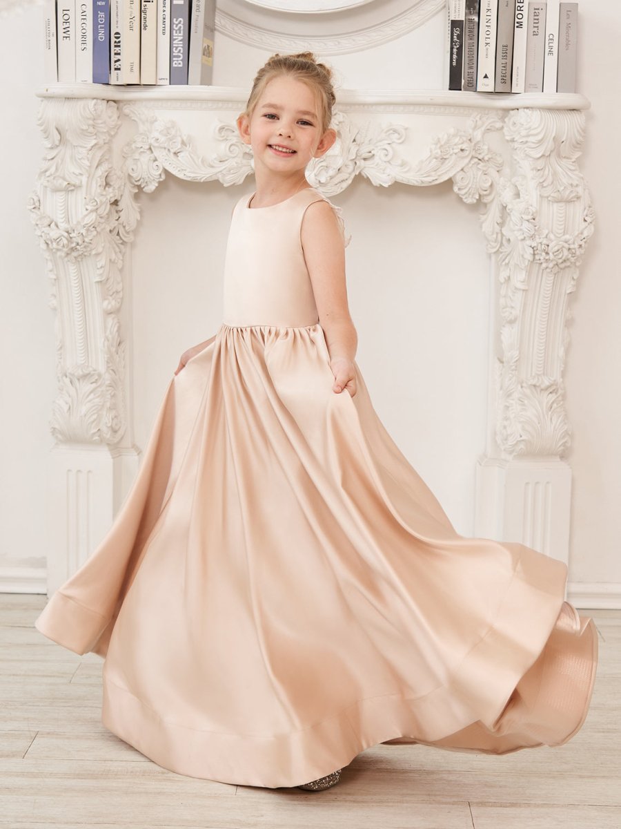 NumberSea - A - line Lace Satin Floor - length Flower Girl Dress