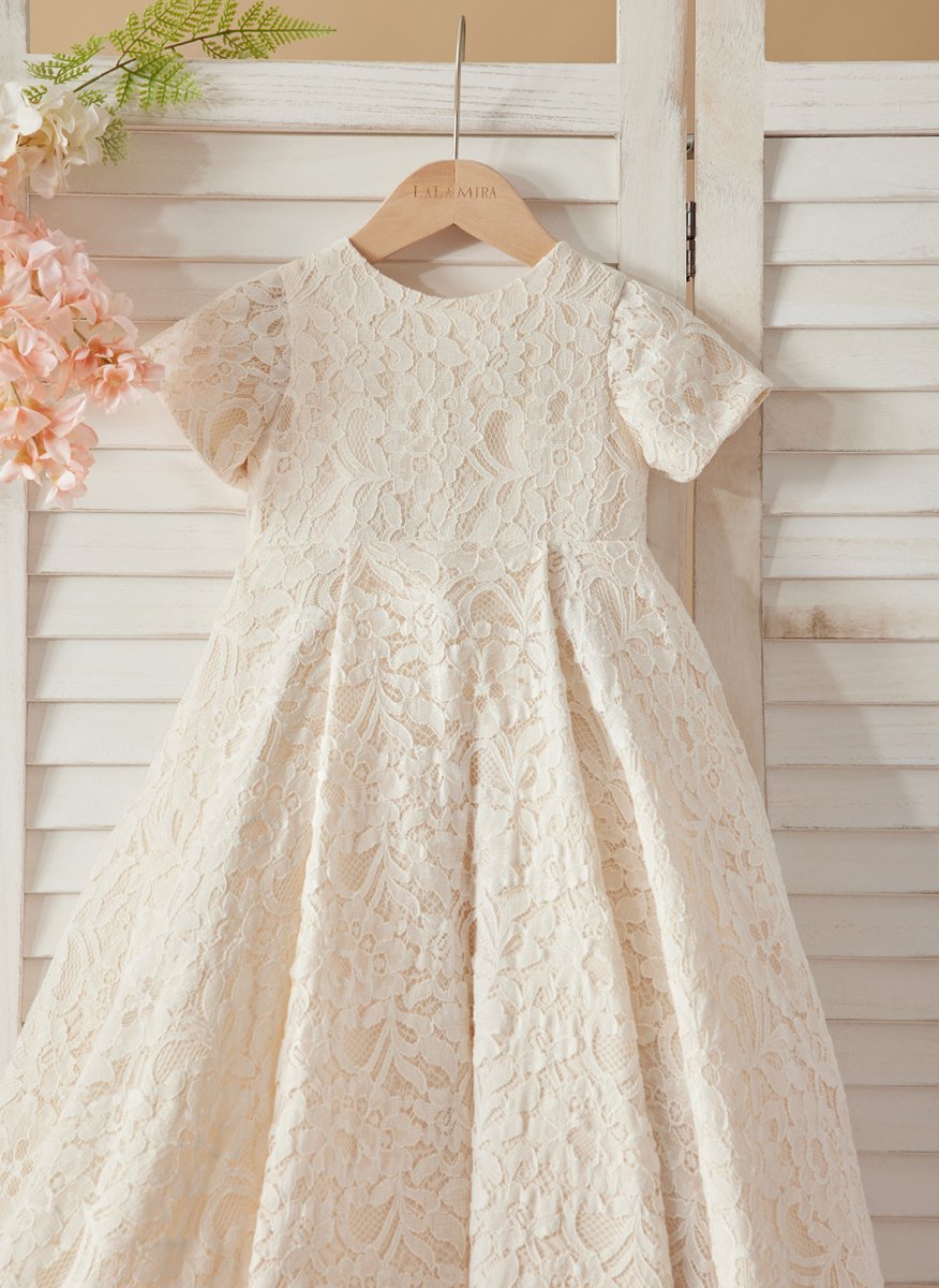 NumberSea - A - line Lace Sweep Train Ivory Dress (010146744)