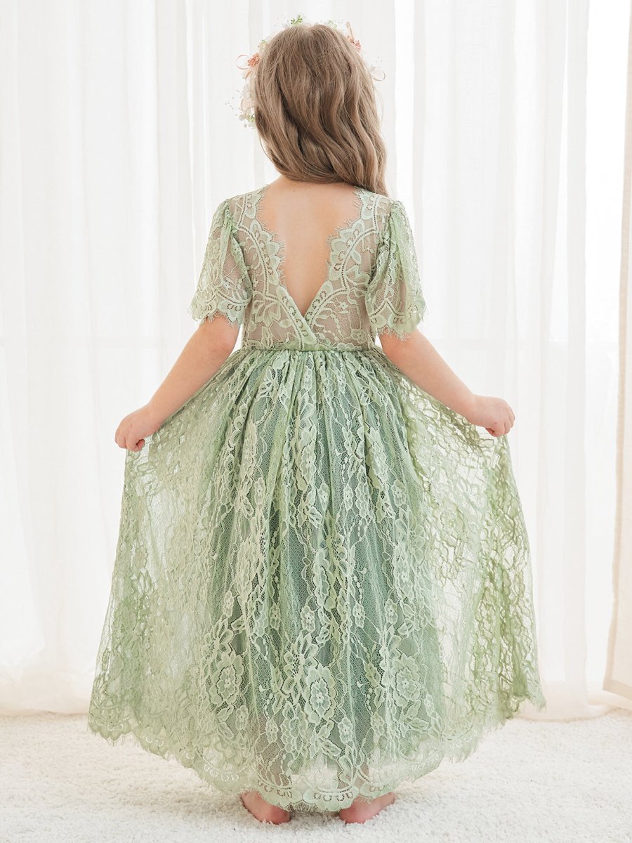 NumberSea - A - line Lace Tulle Ankle - length Green Dress (2003227593)