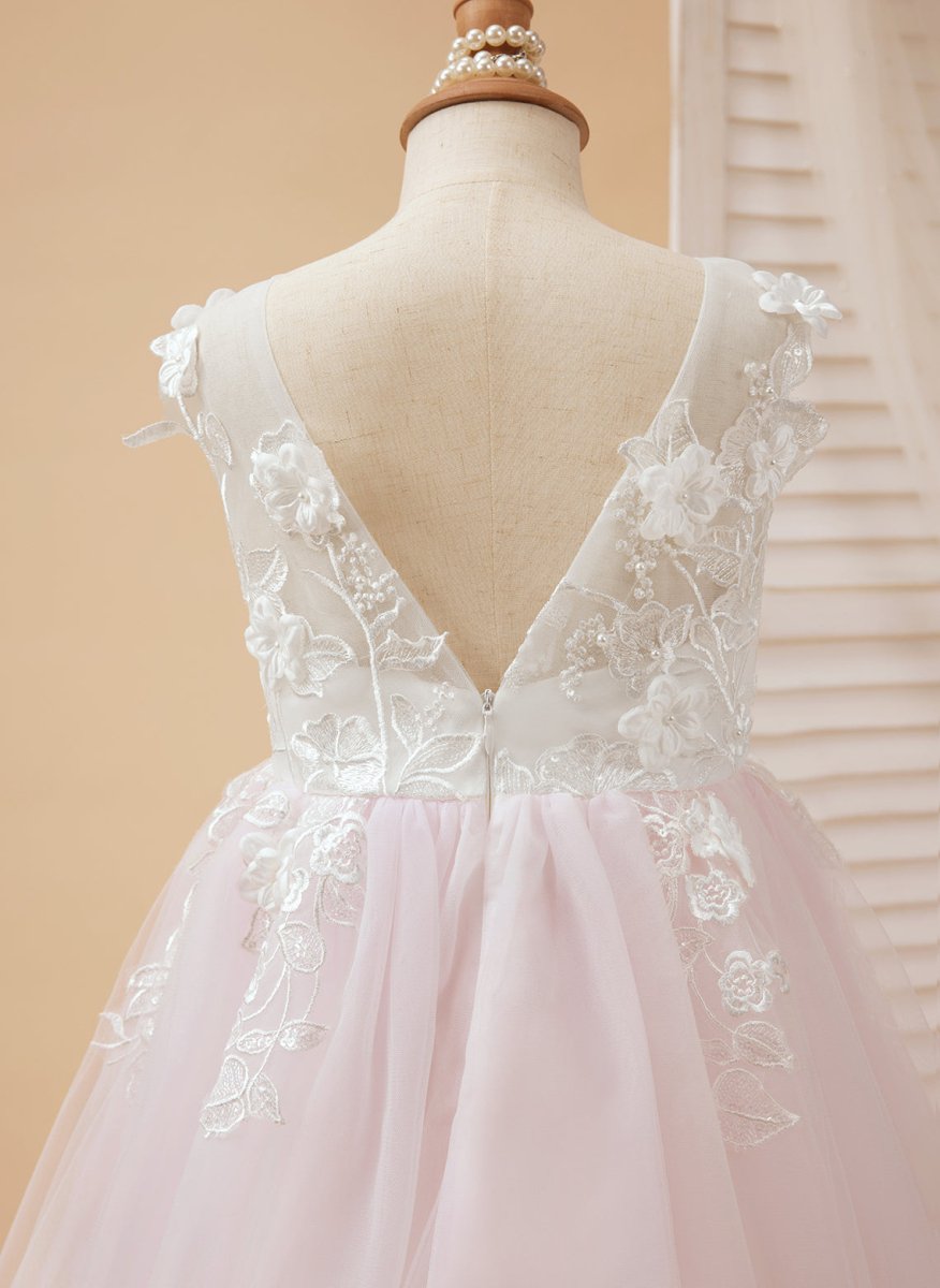 NumberSea - A - line Lace Tulle Floor - length Flower Girl Dress