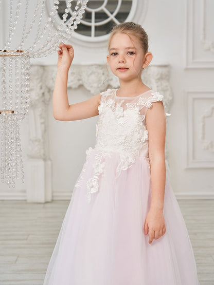 NumberSea - A - line Lace Tulle Floor - length Flower Girl Dress