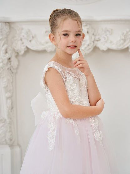 NumberSea - A - line Lace Tulle Floor - length Flower Girl Dress