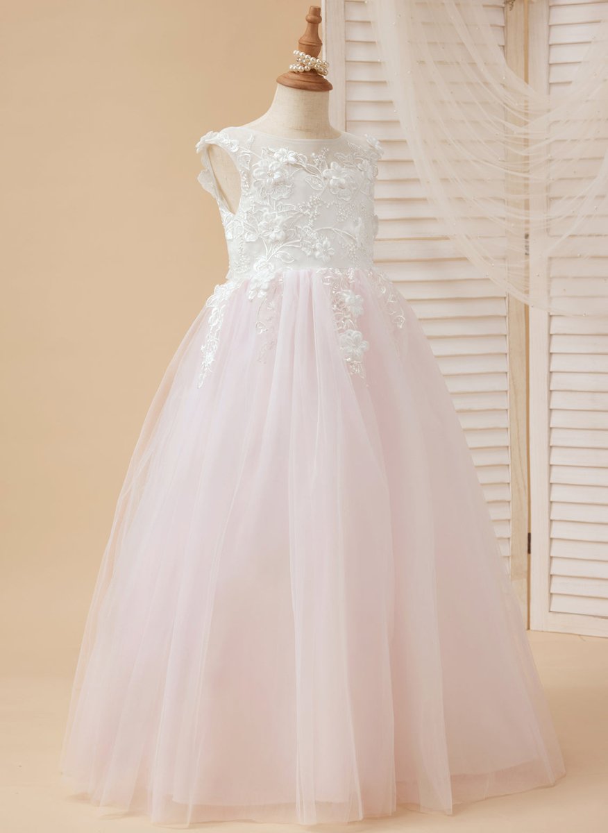 NumberSea - A - line Lace Tulle Floor - length Flower Girl Dress