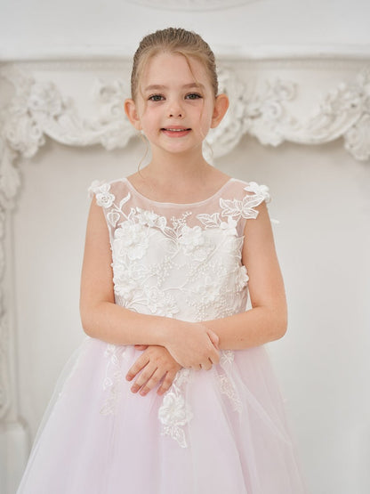 NumberSea - A - line Lace Tulle Floor - length Flower Girl Dress