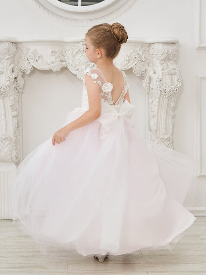 NumberSea - A - line Lace Tulle Floor - length Flower Girl Dress