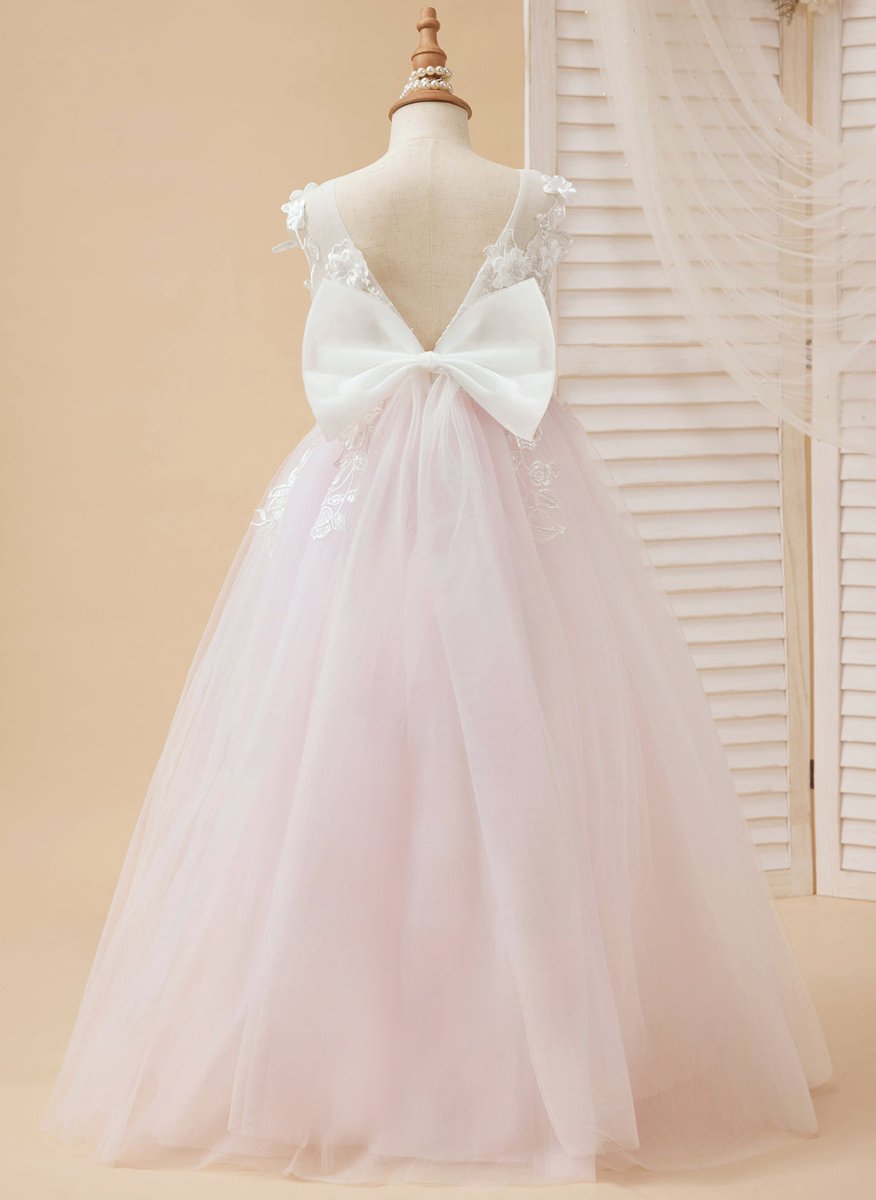 NumberSea - A - line Lace Tulle Floor - length Flower Girl Dress