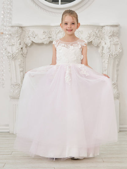 NumberSea - A - line Lace Tulle Floor - length Flower Girl Dress