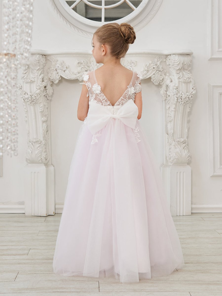 NumberSea - A - line Lace Tulle Floor - length Flower Girl Dress