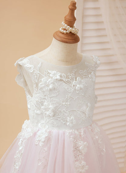 NumberSea - A - line Lace Tulle Floor - length Flower Girl Dress